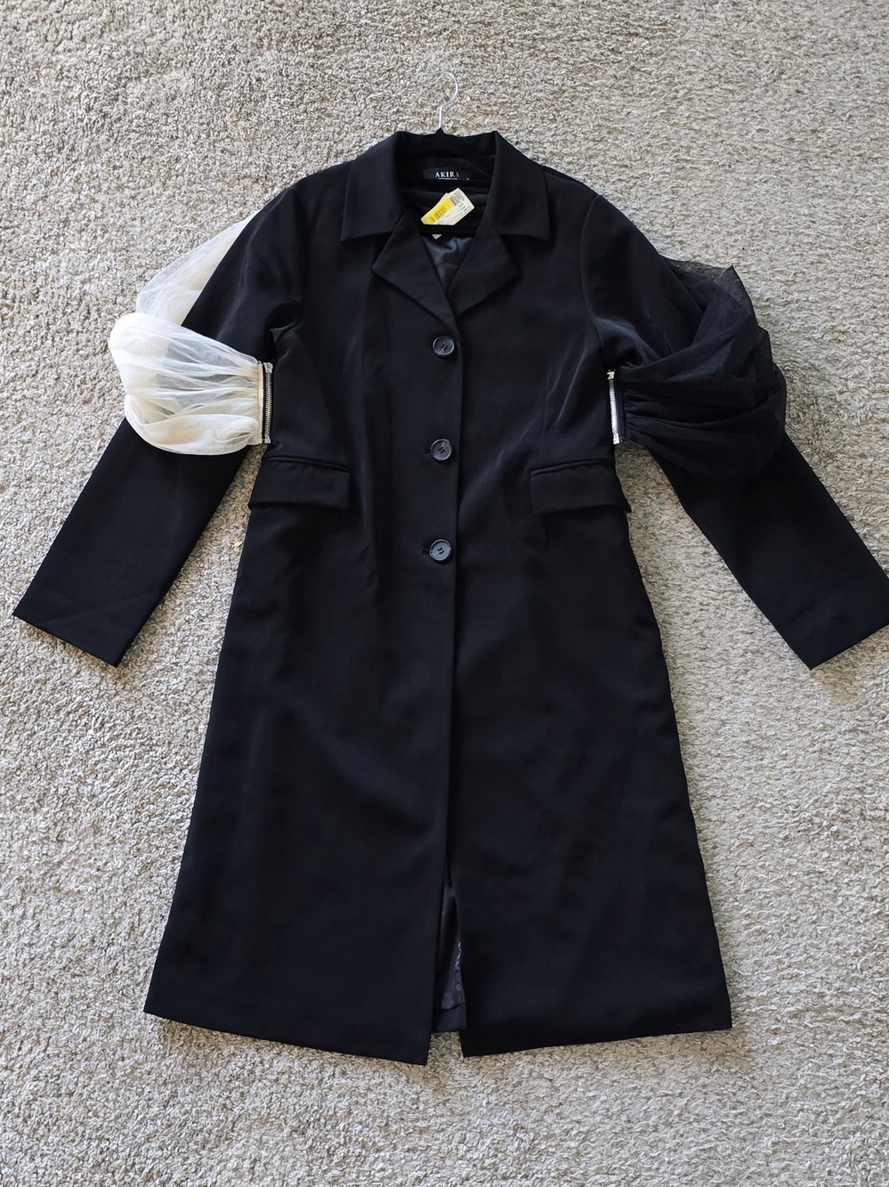 AKIRA Black Long Sleeve Dress with Sheer Contrast Sleeves